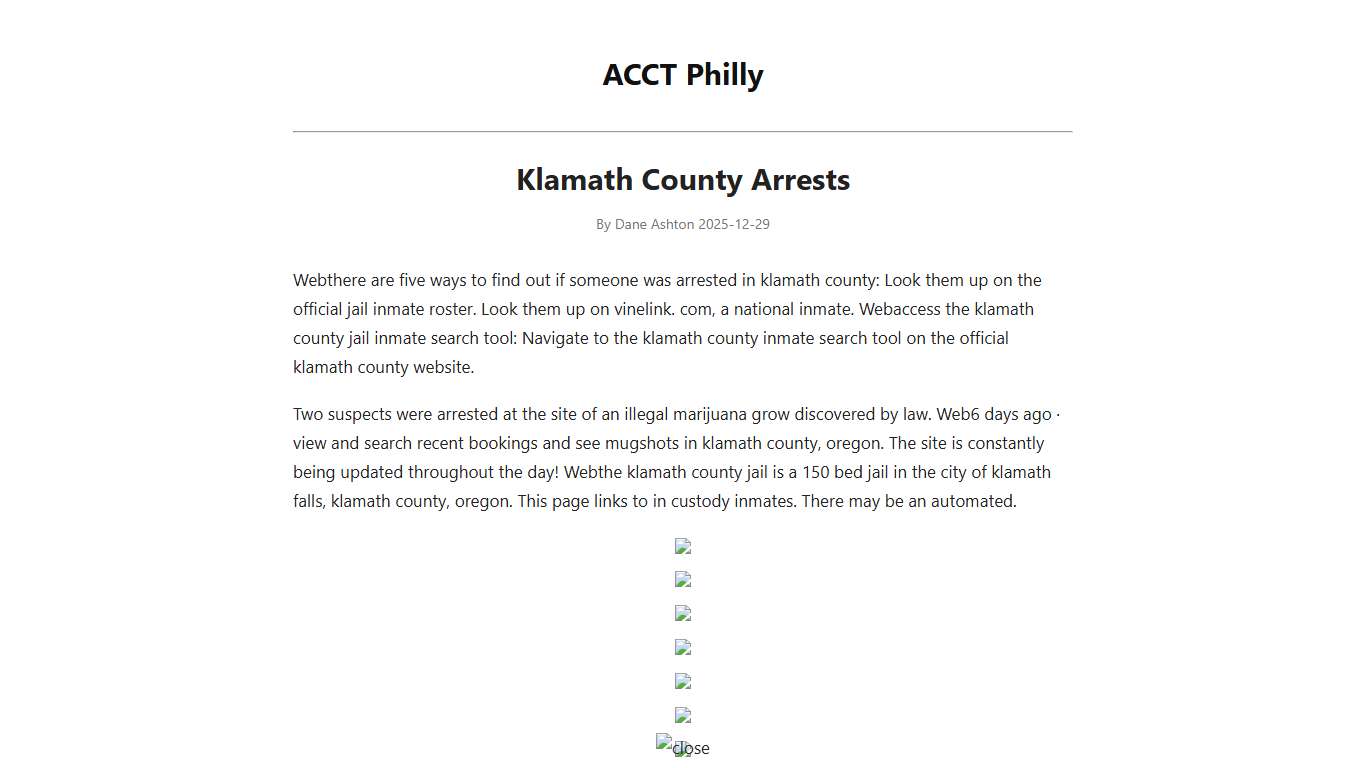 Klamath County Arrests - ACCT Philly