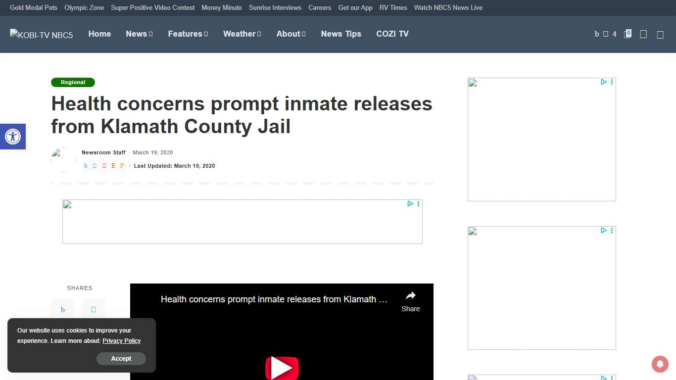 Health concerns prompt inmate releases from Klamath County Jail - KOBI-TV NBC5 / KOTI-TV NBC2