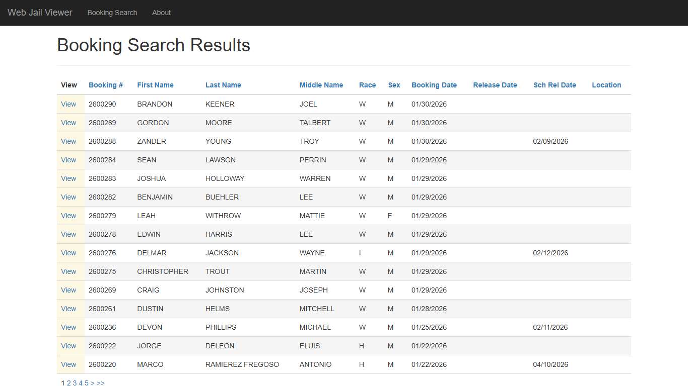 BookingSearchDetail - Web Jail Viewer
